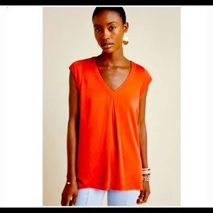 Anthropologie Maeve Sleeveless Shirt with Back Cut-Outs